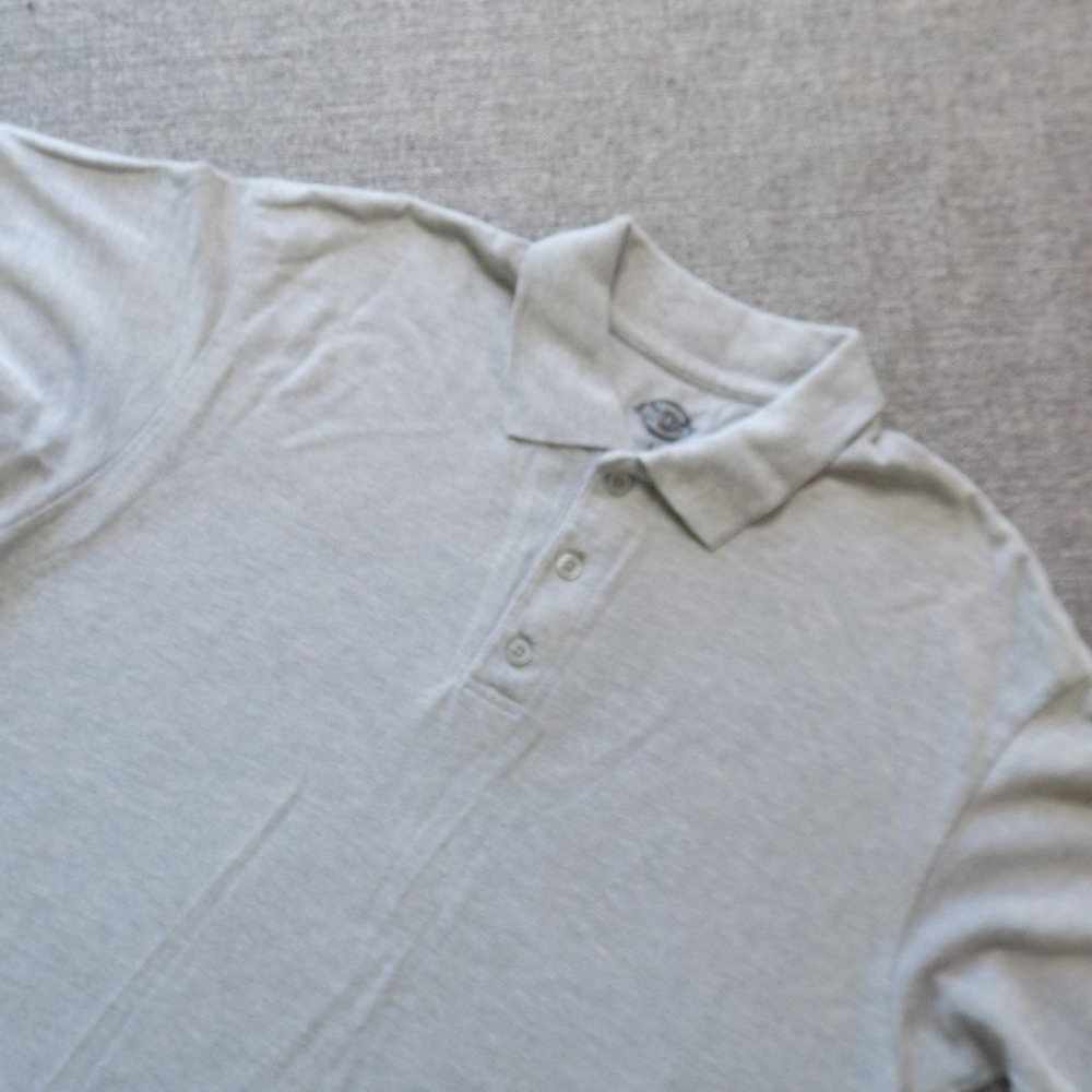 Dickies Polo Shirt Mens Large Gray Good Short Sleeve Piqué Cotton Blend